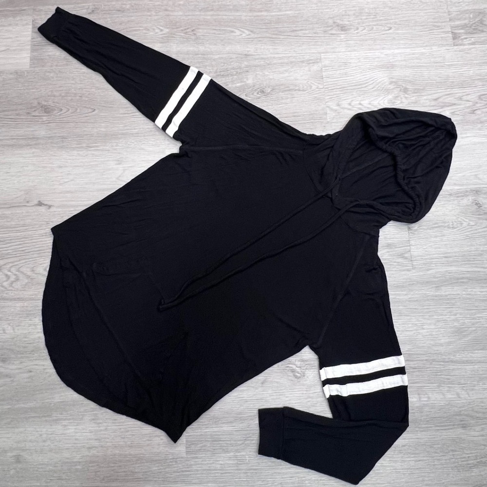 Pink Republic Womens XS Black Varsity Stripe Pullover Hoodie PF843117SKL